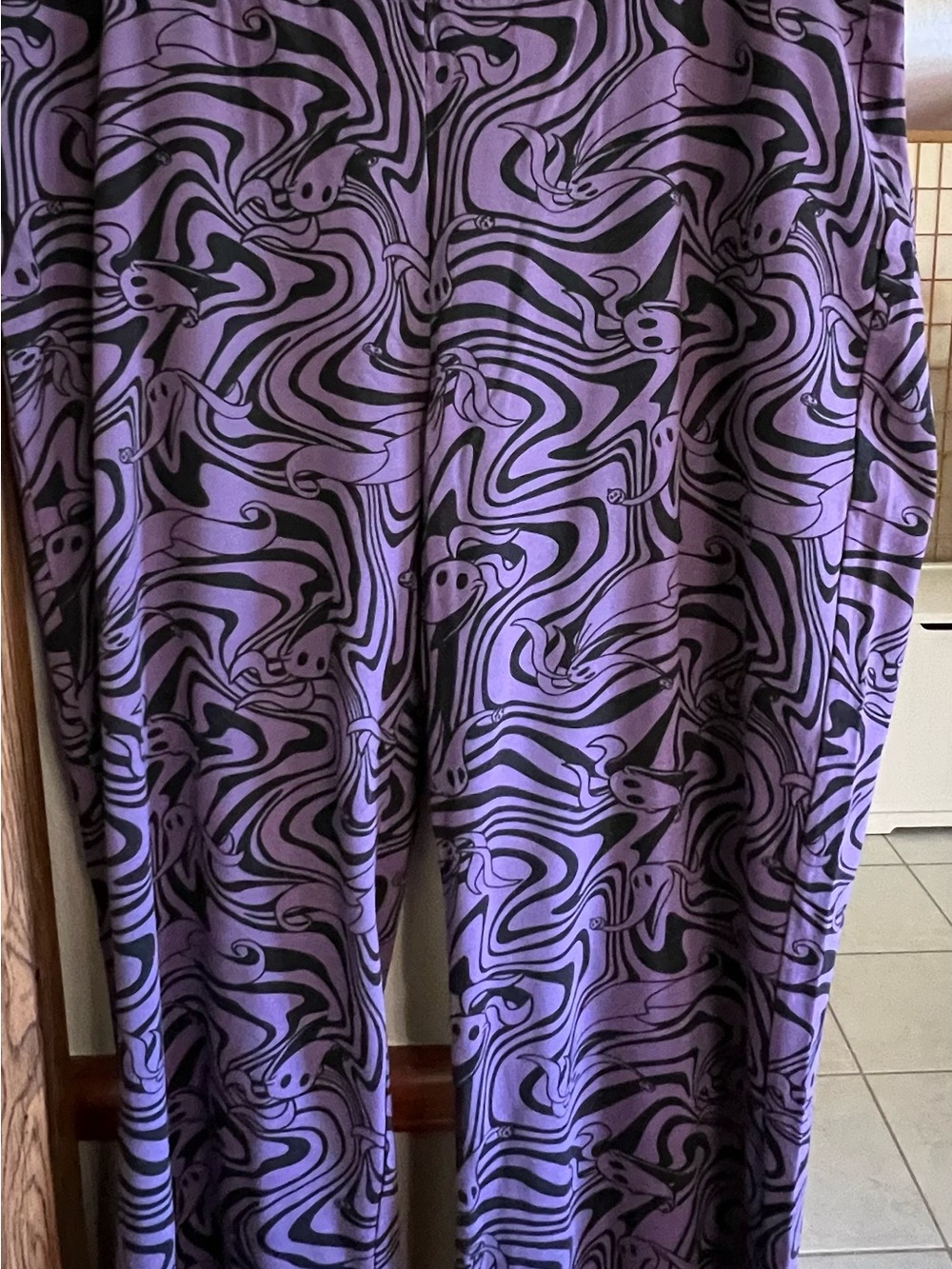 Disney Nightmare Before Christmas Swirl Graphic Lounge Flare Pants with dog Zero